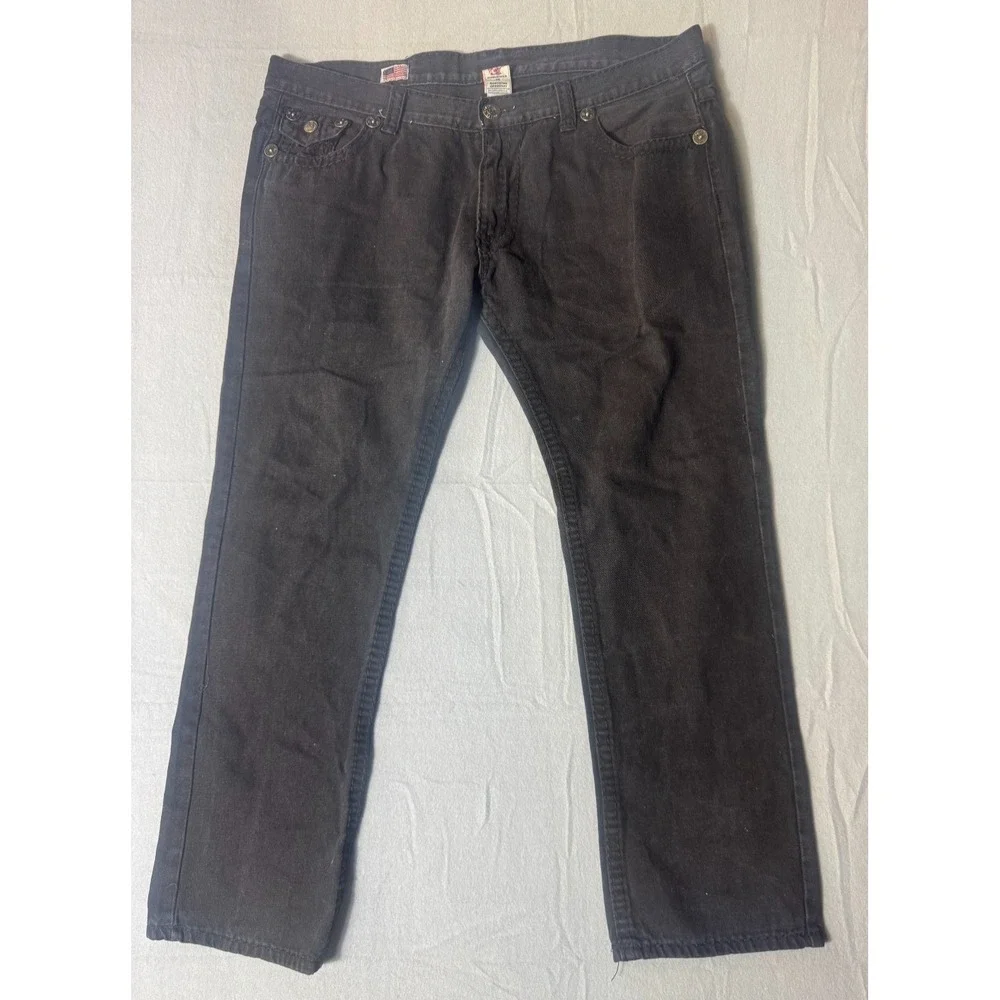 True Religion Billy Super T Men 40 Black Faded Straight Jeans Made in USA
